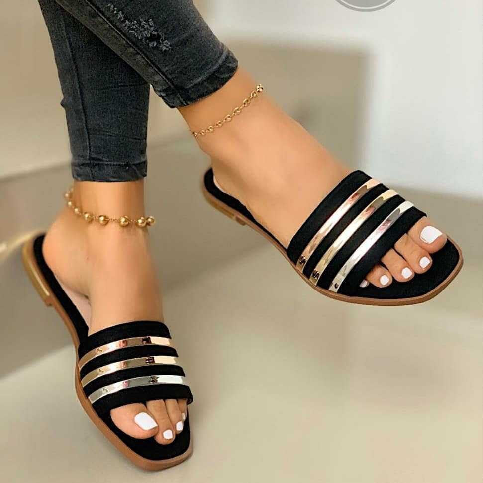 Damen modische Riemensandalen mit glitzernden Akzenten EB