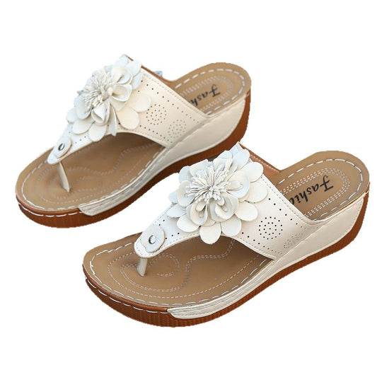 Damen Komfortable Sandalen mit Blumenapplikationen EB