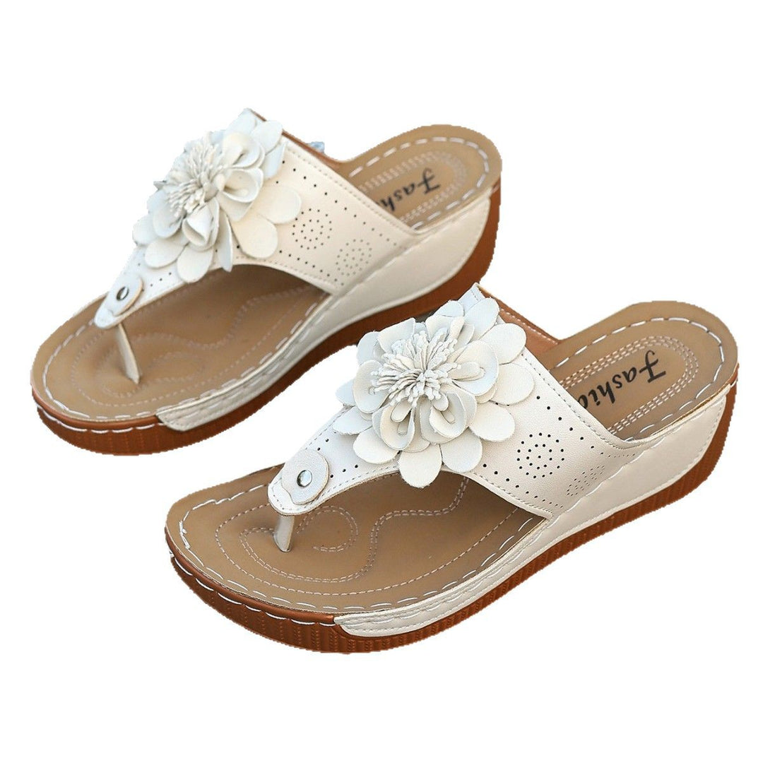 Damen Blumenschmuck Zehentrenner-Sandalen mit gepolsterter Sohle EB