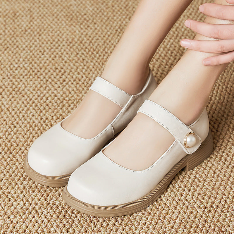 Damen Elegante Mary Jane Ballerinas mit modischem Riemen und bequemem Fußbett EB