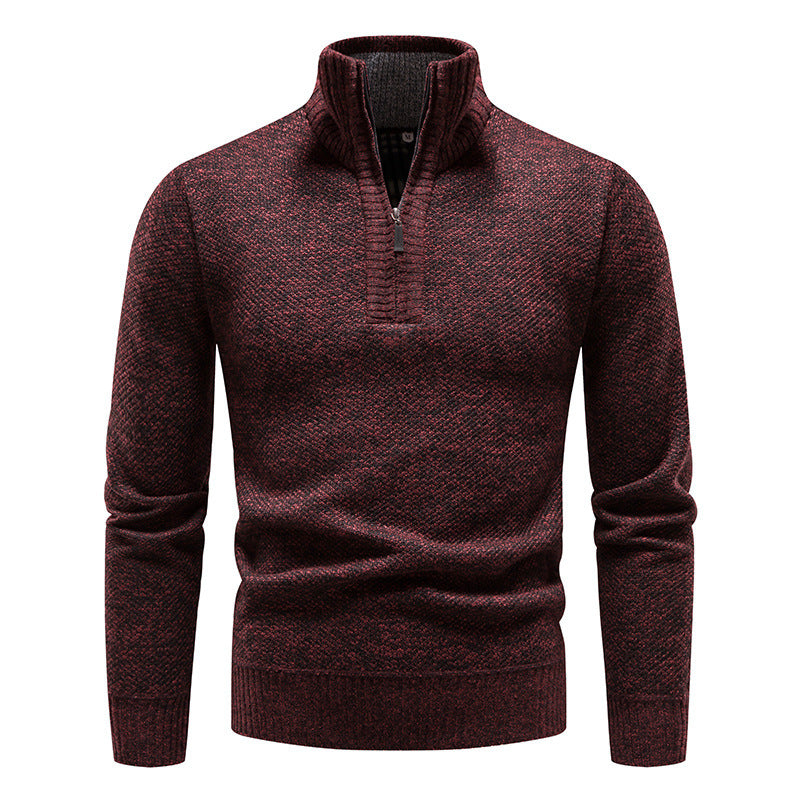 Herren eleganter Strickpullover mit modernem Stehkragen und Reißverschluss EB