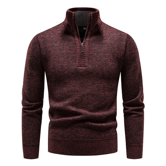 Herren eleganter Strickpullover mit modernem Stehkragen und Reißverschluss EB