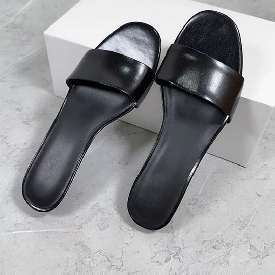 Damen elegante Slides mit breitem Satin-Riemen und komfortablem Fußbett EB