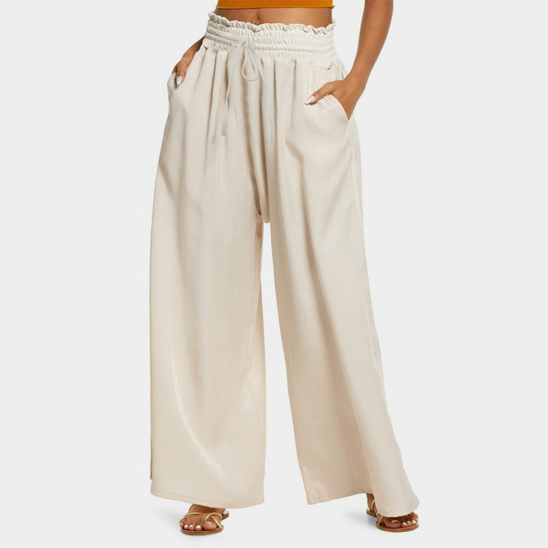 Damen weite Freizeit-Hose mit elastischem Bund und seitlichen Taschen EB
