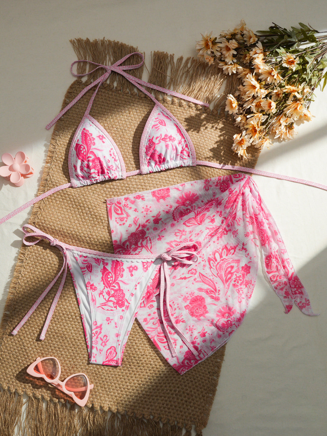 Damen Triangel-Bikini mit floralem Design EB