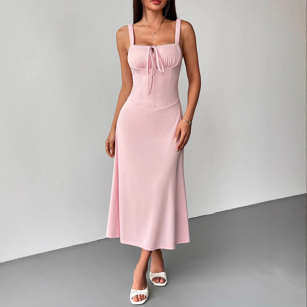 Damen Maxikleid mit formschöner Schnürung und eleganten Trägern EB