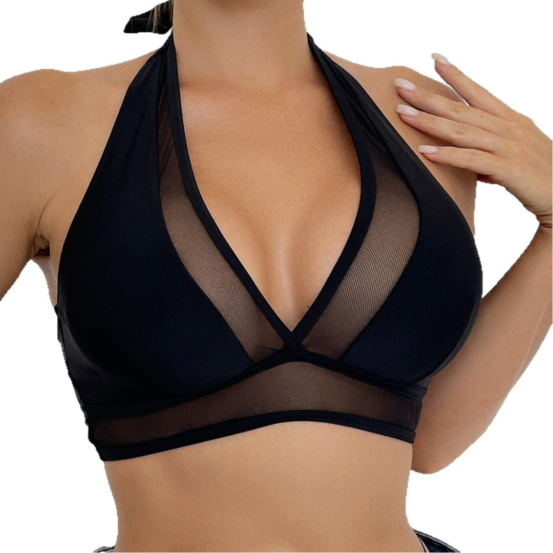 Damen Sport-Bikini-Oberteil mit durchscheinenden Einsätzen und verstellbaren Trägern EB