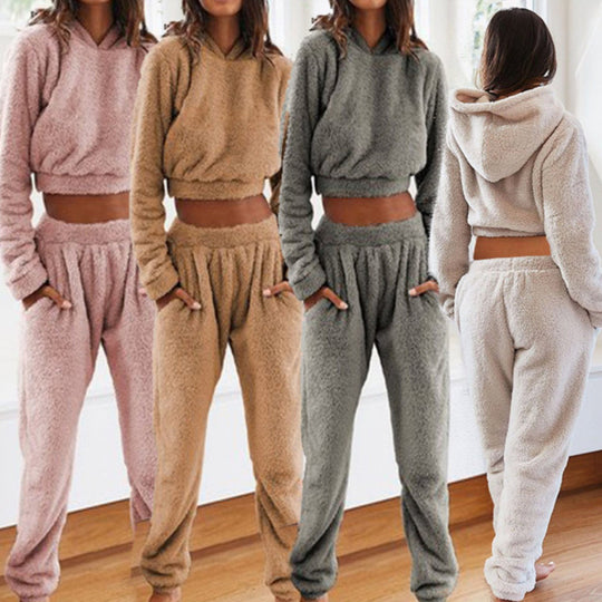 Damen kuscheliges Lounge-Set aus weichem Fleece EB