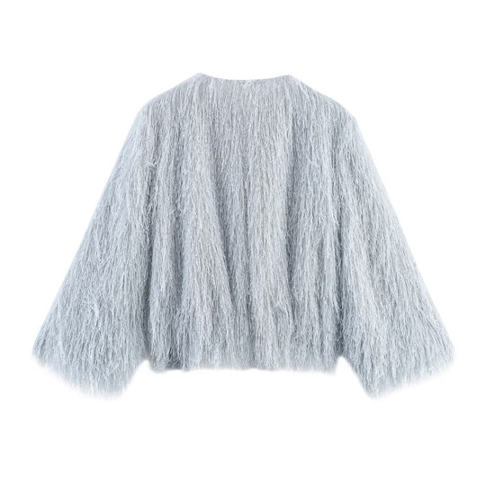Damen modische Fuzzy-Pullover mit oversize Schnitt EB