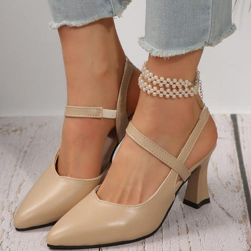 Damen elegante Slingback-Pumps mit modischer Riemchenverzierung EB