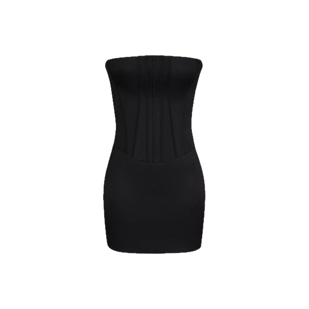 Damen figurbetontes Minikleid mit Tube-Oberteil und Korsett-Design EB