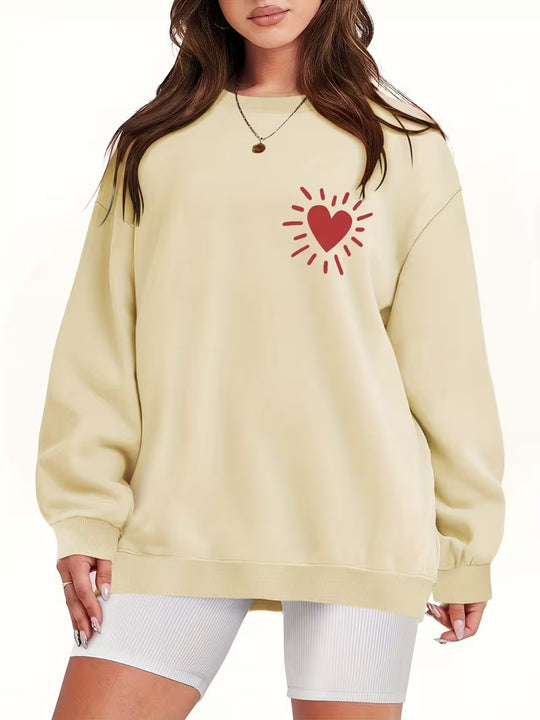 Damen Sweatshirt mit lässigem Herzmotiv und übergroßem Schnitt EB