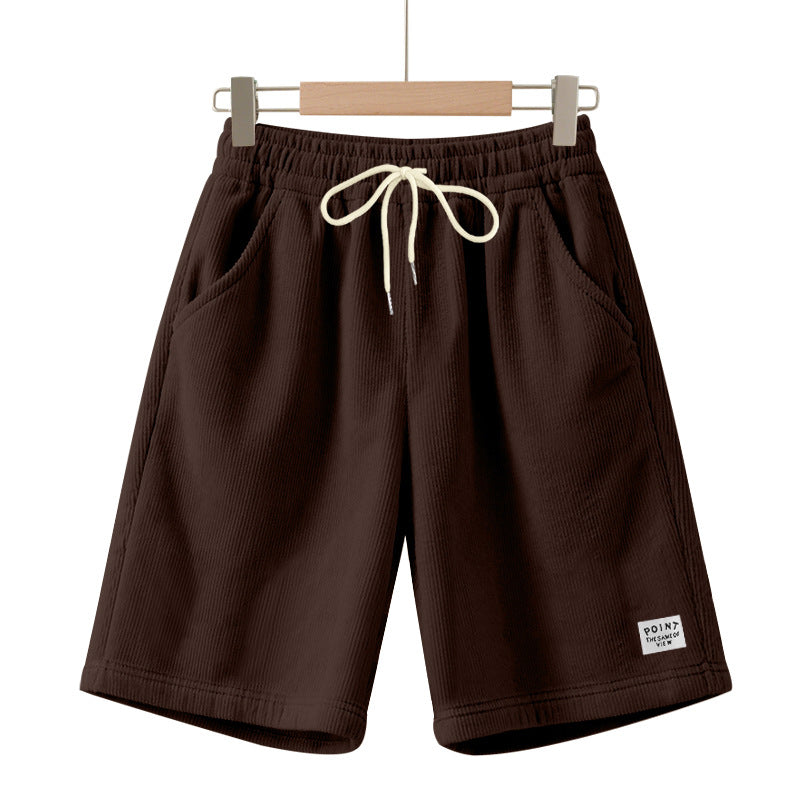 Herren nan knielange Lounge-Shorts im Rippenstrukturjersey mit elastischem Kordelzugbund und aufgesetzten Eingrifftaschen EB