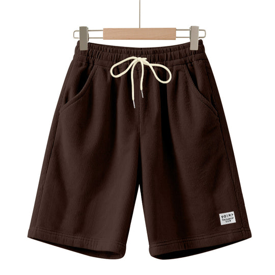 Herren nan knielange Lounge-Shorts im Rippenstrukturjersey mit elastischem Kordelzugbund und aufgesetzten Eingrifftaschen EB
