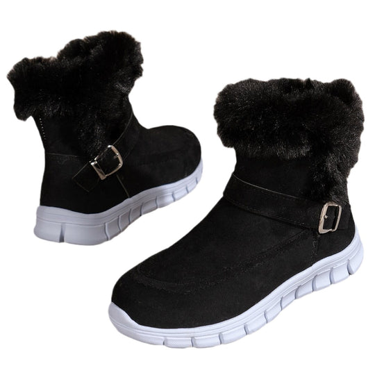 Damen Winterboots mit kuscheligem Kunstfellkragen und rutschfester Sohle EB