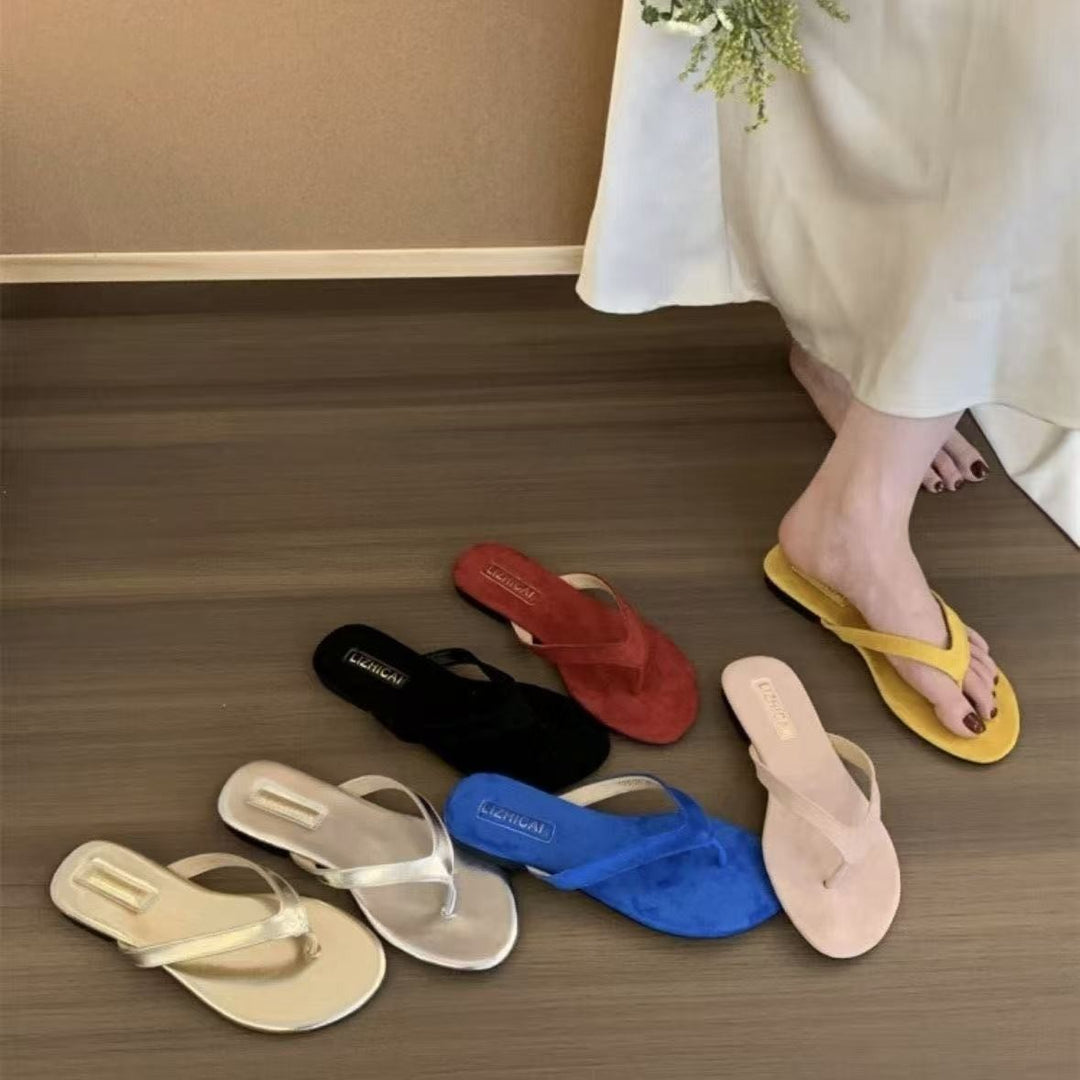 Damen Zehentrenner aus weichem Veloursleder mit ergonomischem Fußbett EB