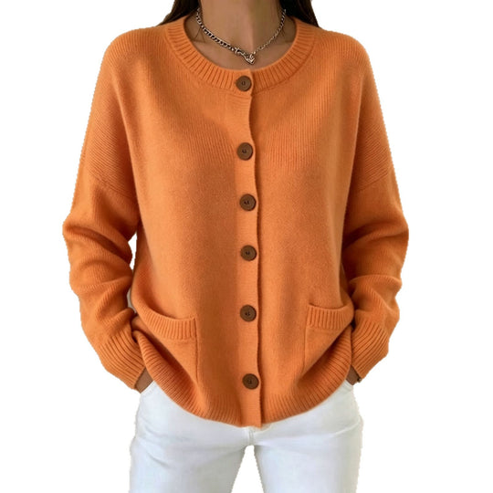 Damen Knopf-Cardigan mit Rundhals, aufgesetzten Taschen und Raglanärmeln EB