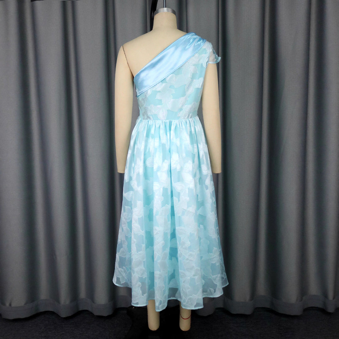 Damen Chiffon Abendkleid mit asymmetrischem Ausschnitt EB