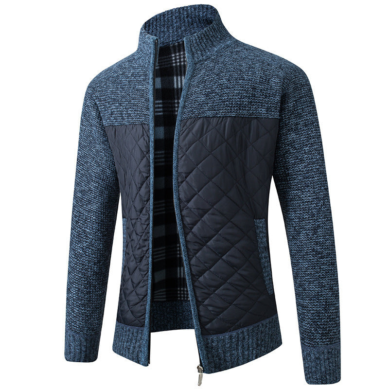 Herren Steppjacke mit Strickdetails und hohem Kragen EB