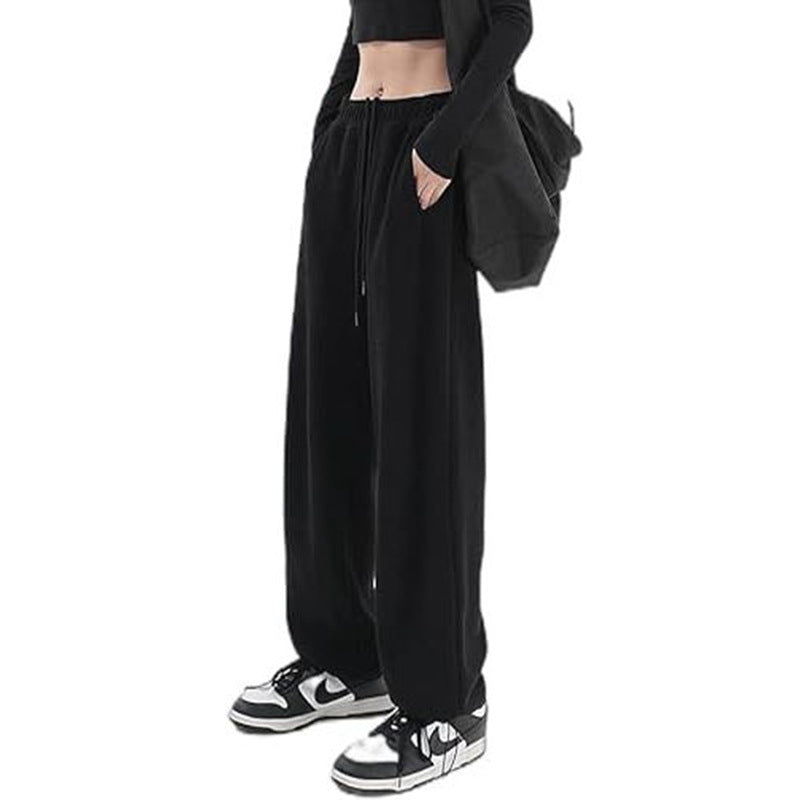 Damen nan locker fallende Sweatpants mit extra weitem Bein, hohem Bund und Kordelzug EB