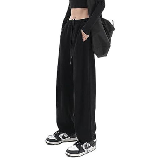 Damen nan lockerfallende Palazzohose aus Sweat mit hochgeschnittenem Komfortbund, Tunnelzug und seitlichen Eingrifftaschen EB
