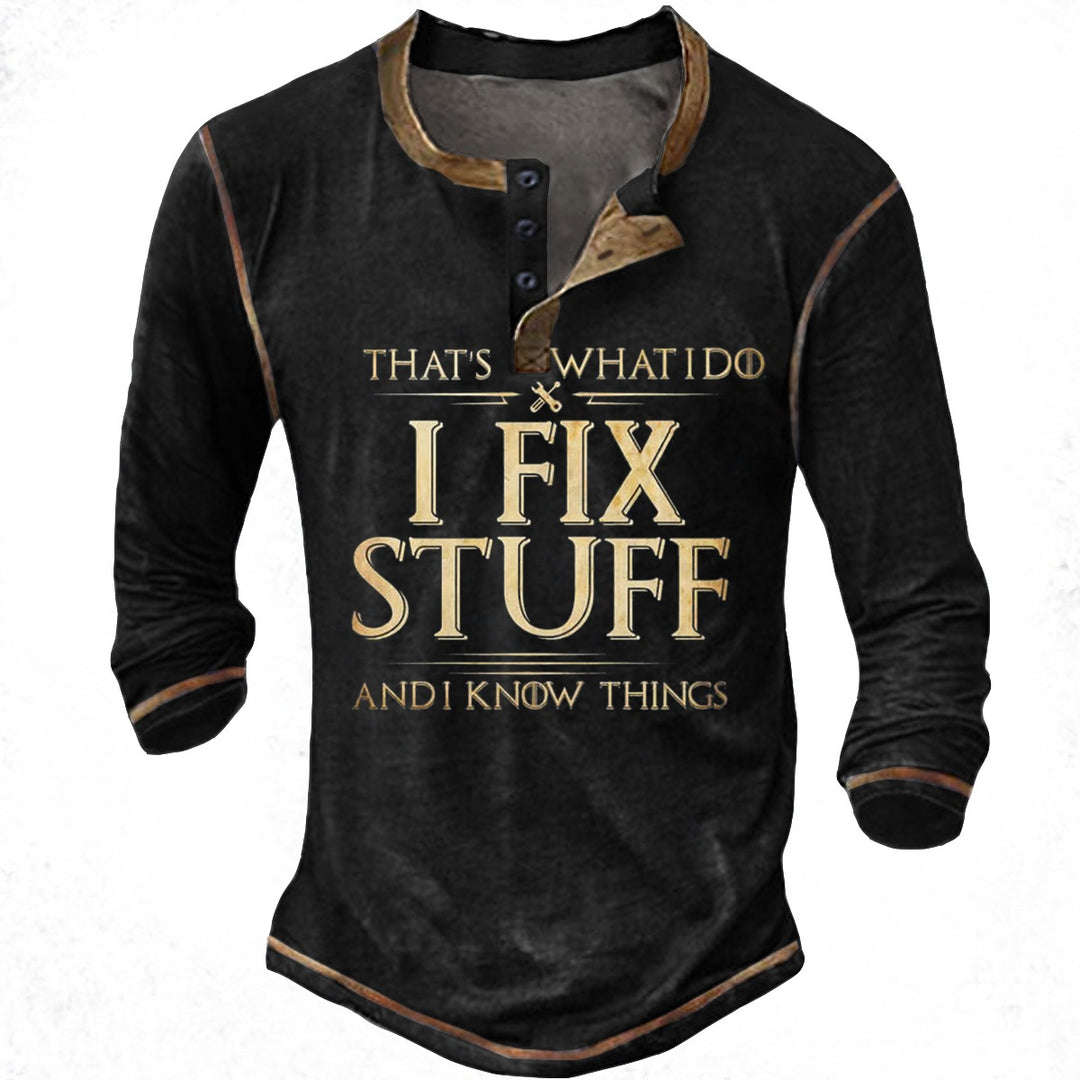 Herren lässiges Langarmshirt mit motivierendem Druck EB