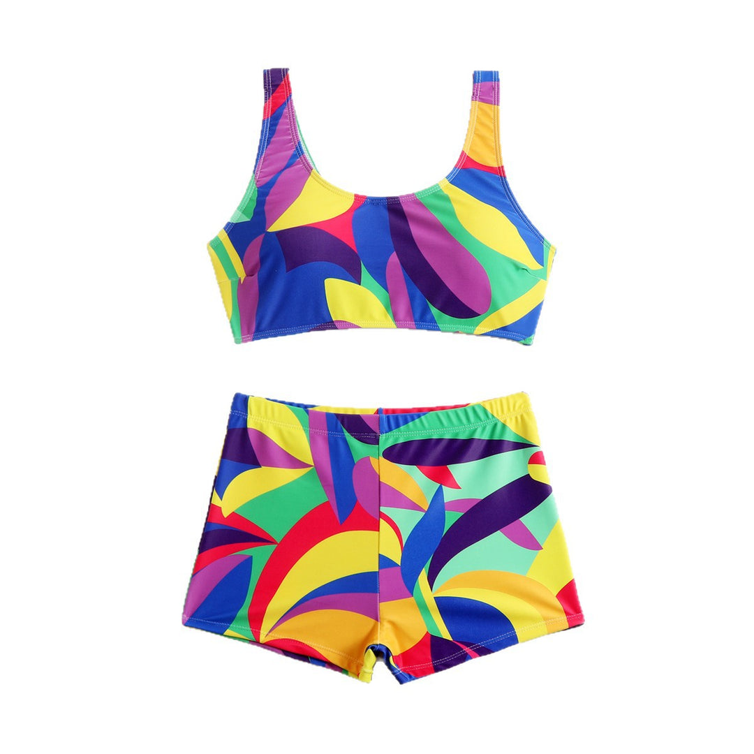 Damen Sportliches Bikini-Set mit farbenfrohen Grafiken EB