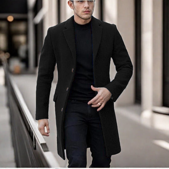 Herren eleganter Wollmantel mit schmalem Schnitt EB
