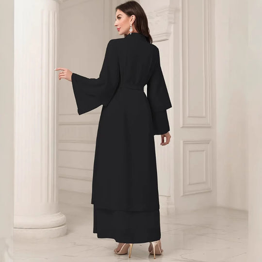 Damen Elegante lange Kimono-Jacke aus fließendem Stoff mit weitem Schnitt EB