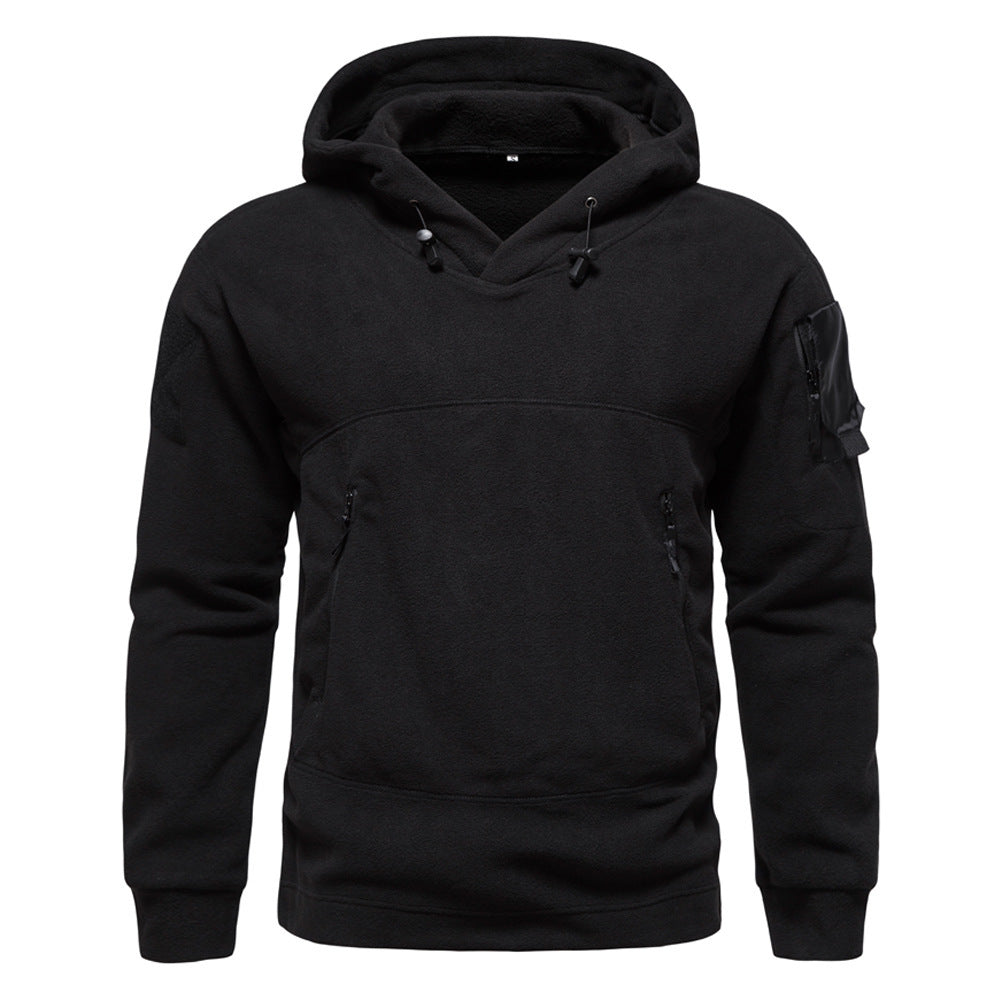 Herren moderne Fleece-Hoodie mit strategischen Reißverschlusstaschen EB