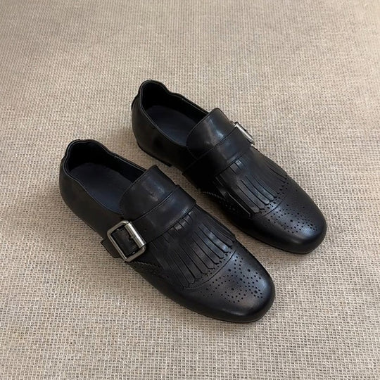 Damen elegante Mokassins mit modischer Fransenverzierung EB