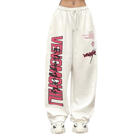 Damen nan weite High‑Waist Jogginghose mit auffälligem Grafikprint EB