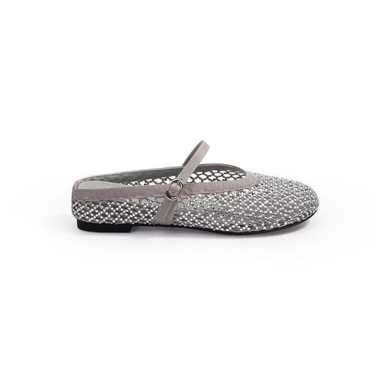 Damen eleganten Ballerinas mit modischem Netzdesign und funkelnden Details EB