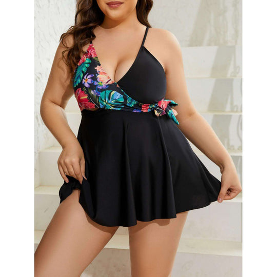Damen Wickel-Badeanzug mit floralem Design EB