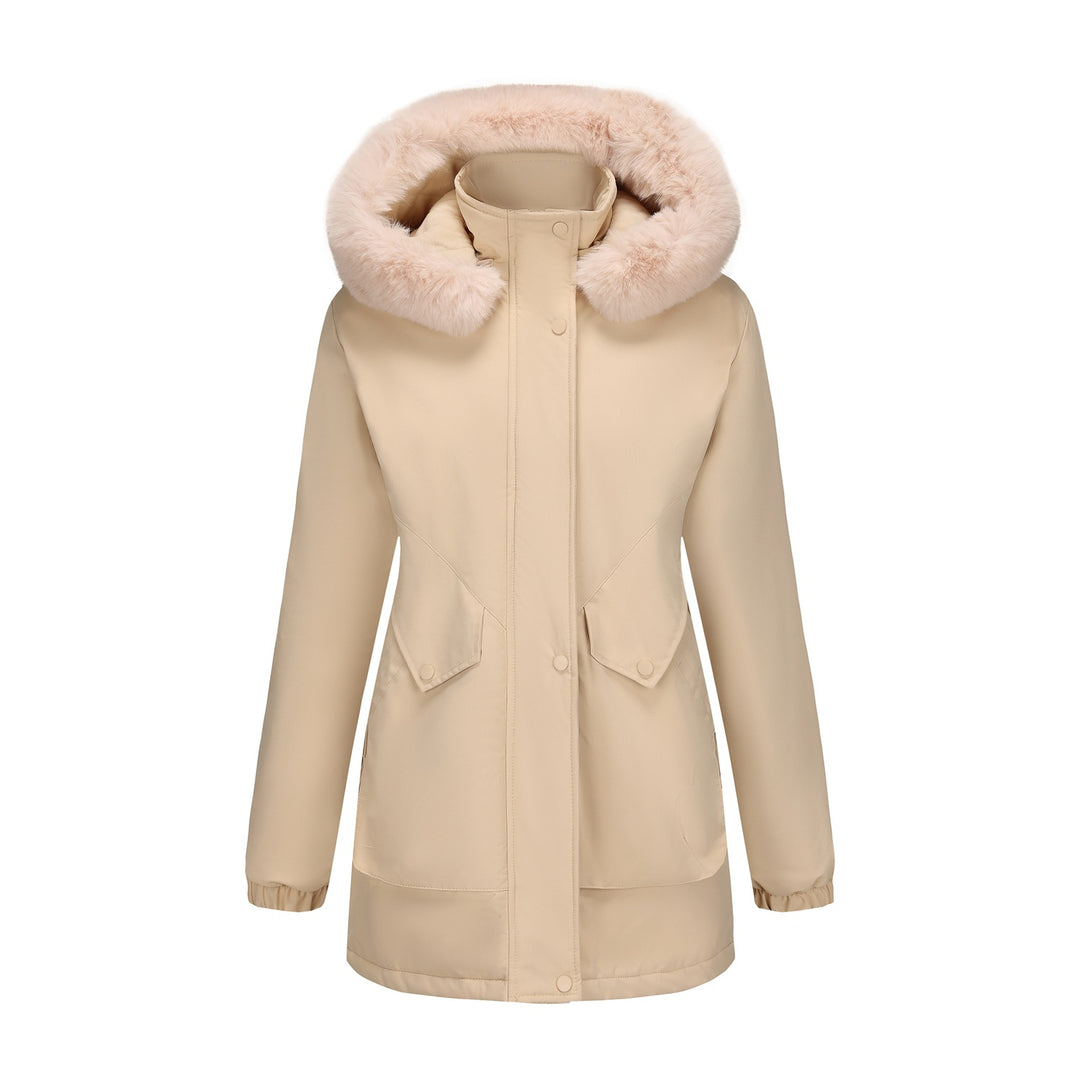 Damen wasserabweisende Parkajacke mit kuscheligem Kunstfellkragen EB