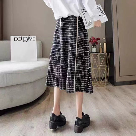 Damen Midi-Rock mit Knopfdetails und klassischem Karomuster EB