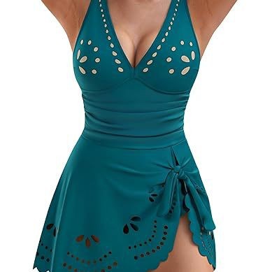 Damen Einteiler Badeanzug mit asymmetrischem Träger und elegantem Schnitt EB