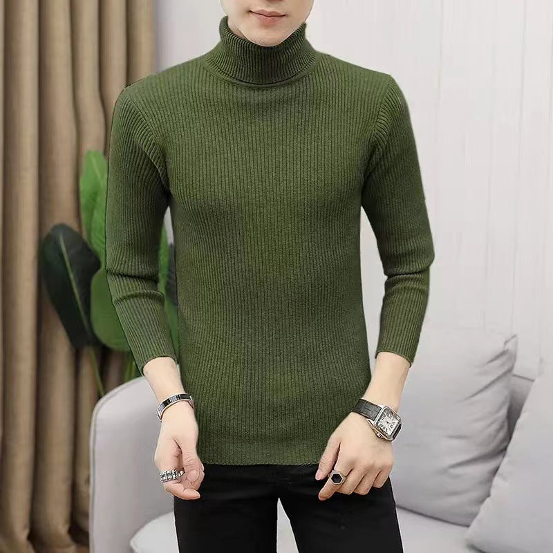 Herren Stehkragen Pullover aus ribbeltem Strick EB