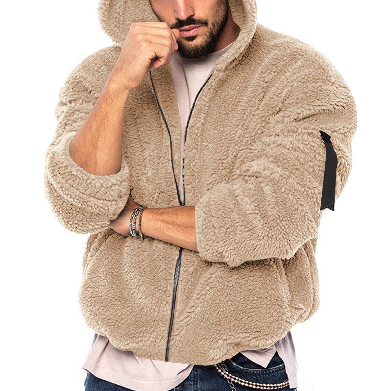 Herren Fleecejacke mit Kapuze und weich strukturiertem Innenfutter EB