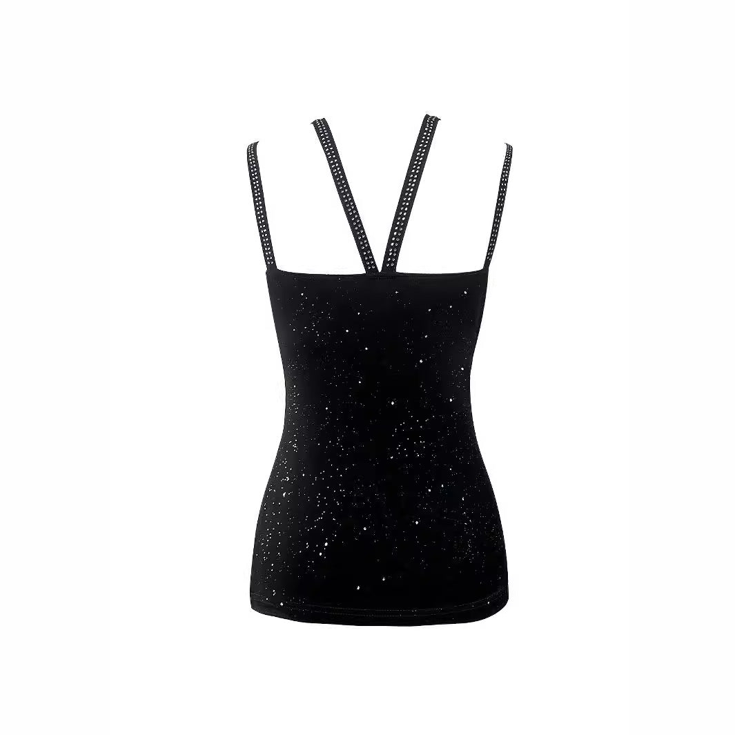 Damen modisches Spaghettiträger-Oberteil mit funkelnden Details EB