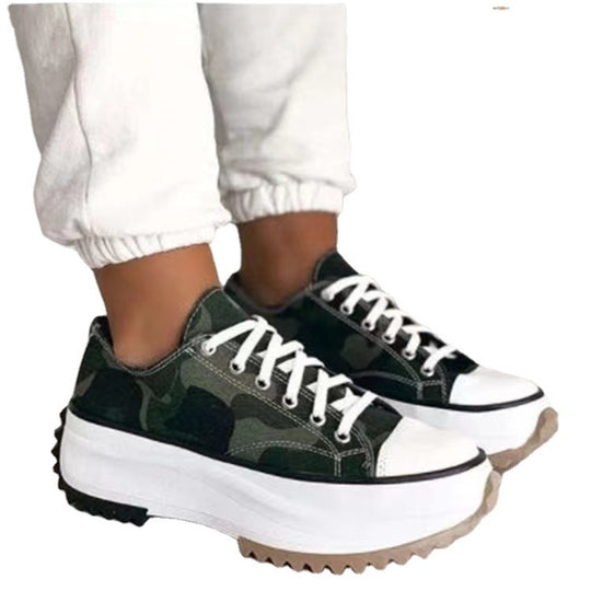 Damen nan Plateausneaker mit gezahnter Profilsohle, Canvas-Obermaterial und verstärkter Zehenkappe EB