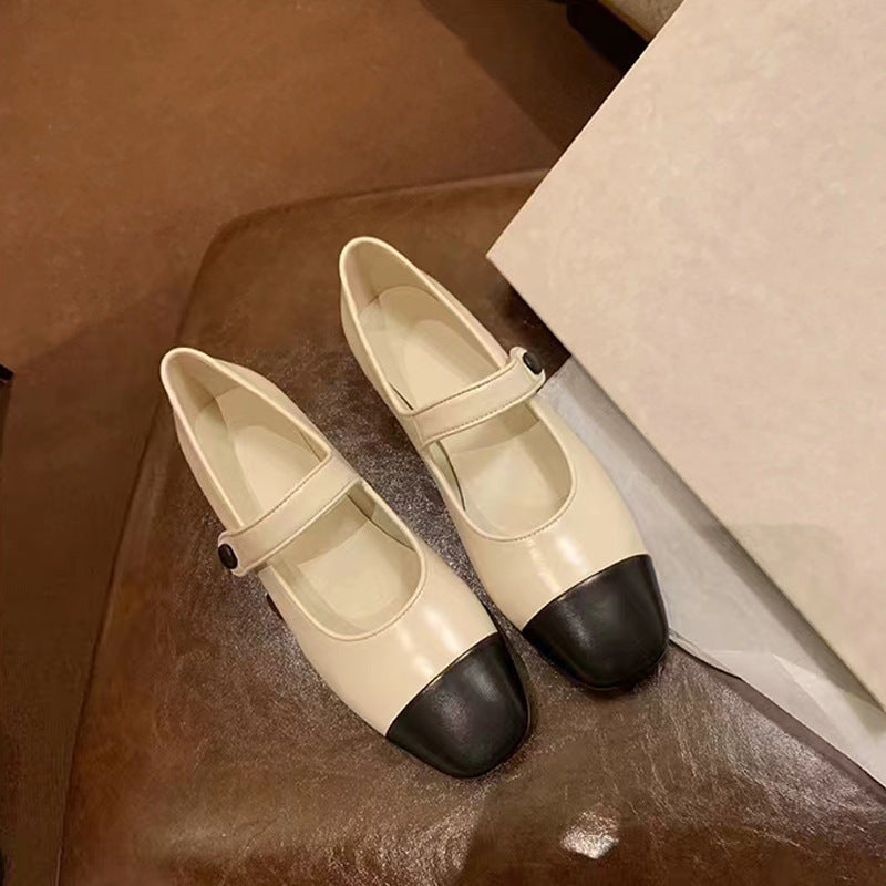 Damen Ballerinas mit elegantem Riemchen und goldener Zehenkappe EB