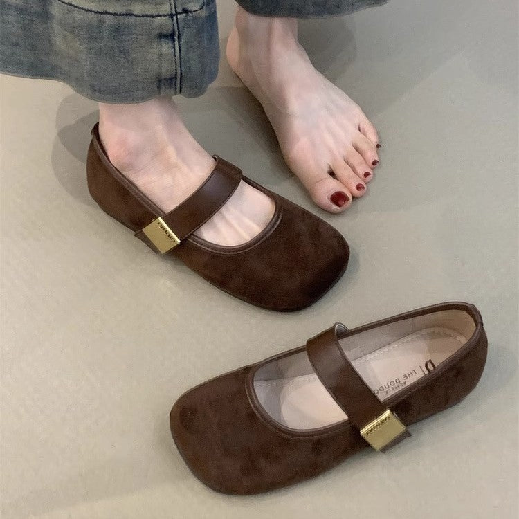 Damen elegante Ballerina-Schuhe mit dekorativem Riemchen und komfortablem Fußbett EB