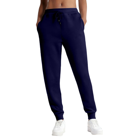 Damen nan schmale High‑Waist Sweat-Jogginghose mit hohem Komfortbund, verstellbarem Kordelzug und elastischen Knöchelbündchen EB
