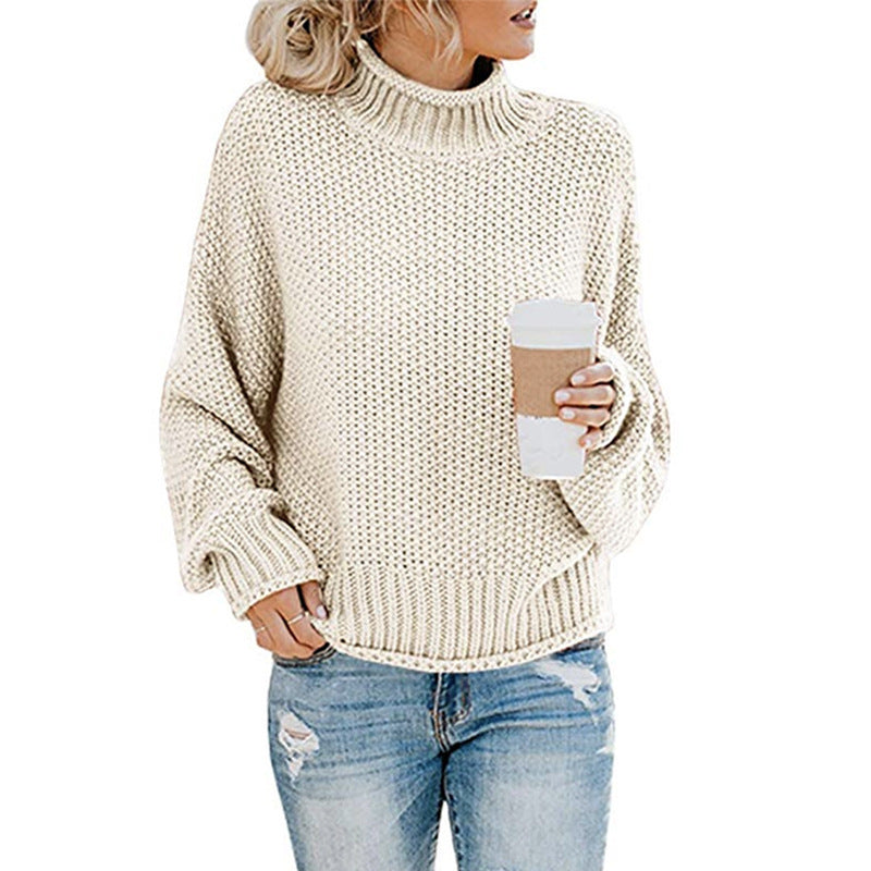 Damen nan grobstrick Rollkragenpullover mit Oversize-Schnitt und Blockstreifen-Optik EB