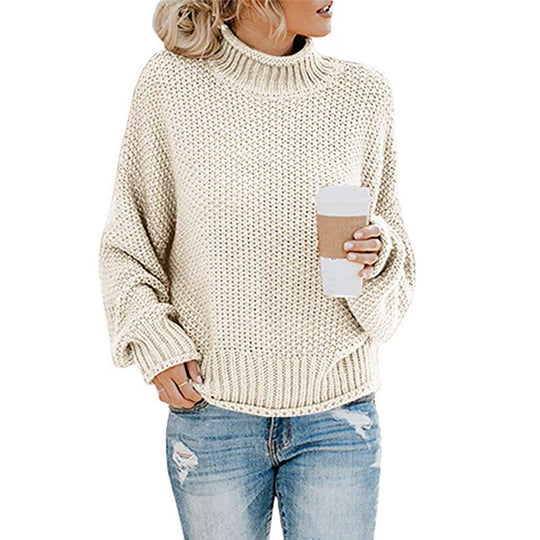 Damen nan grobstrick Rollkragenpullover mit Oversize-Schnitt und Blockstreifen-Optik EB