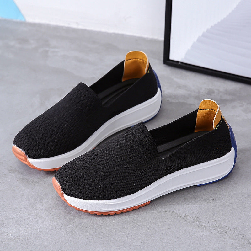 Damen sportliche Slip-On Sneakers mit atmungsaktiver Strickoberfläche EB