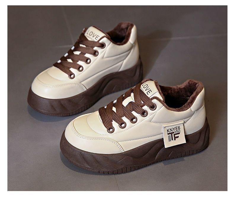 Damen Fleecegefütterte Chunky Sneakers mit rutschfester Sohle und modischem Design EB