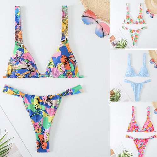 Damen wunderschöner Bikini mit floralen Mustern EB