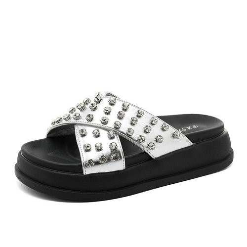 Damen Glitzernde Schlappen mit modischem Riemendesign und rutschfester Sohle EB
